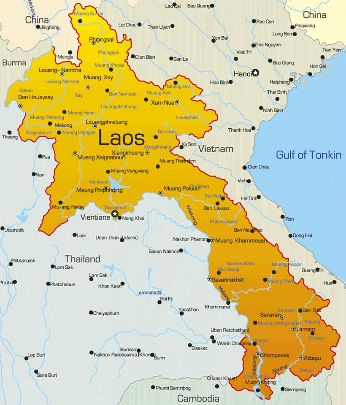 Лаос на картата