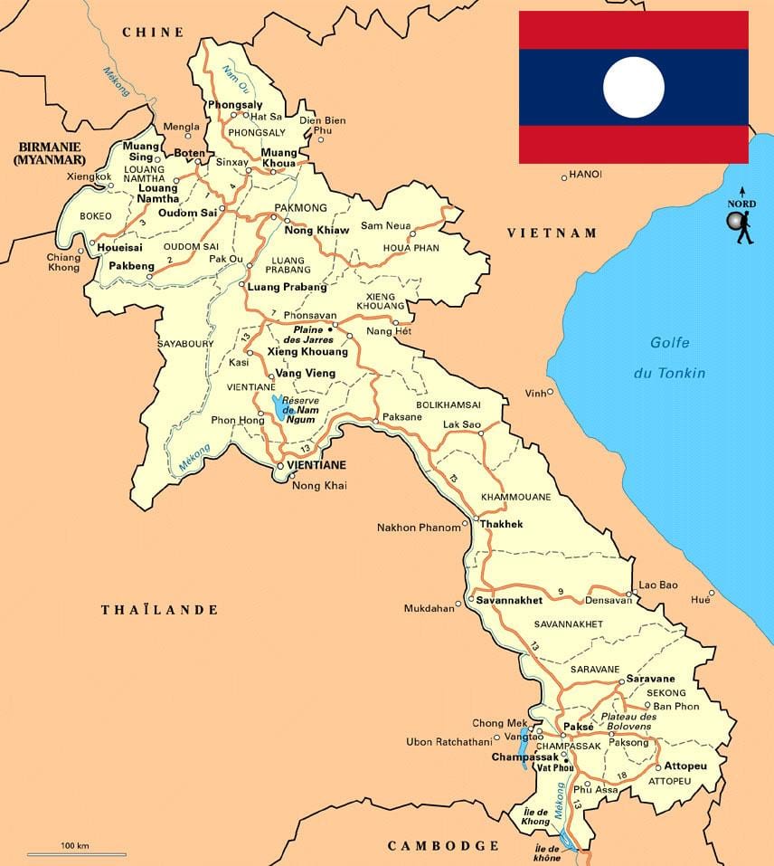 Карта На Южен Лаос