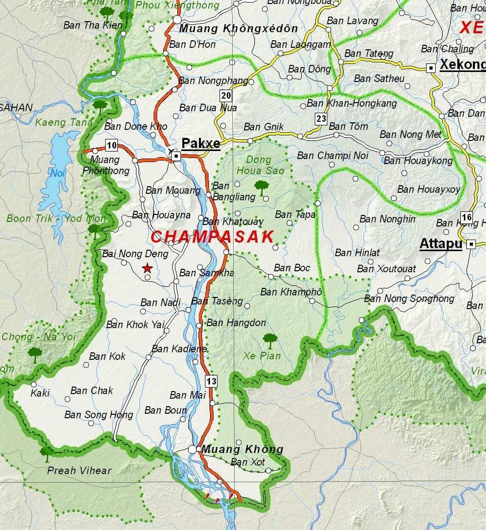Карта тямпасак Лаос