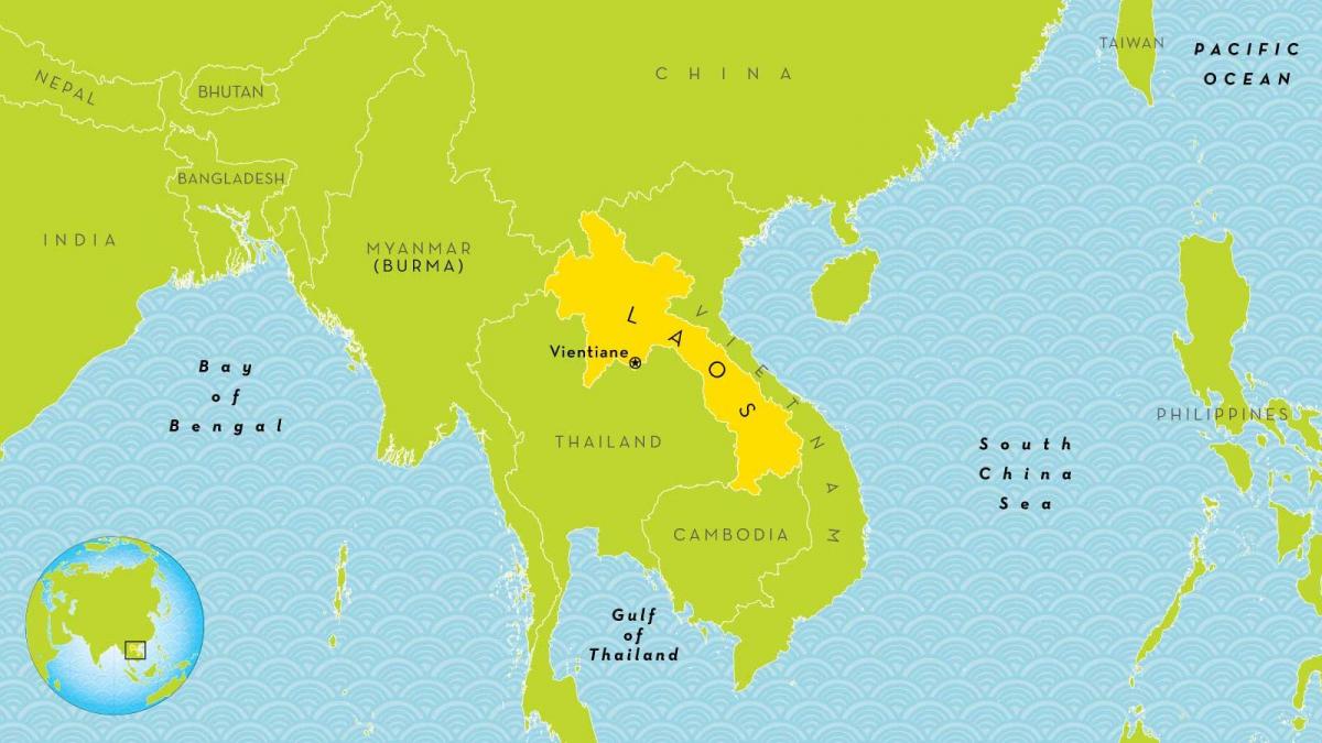 местоположение на Лаос върху картата на света