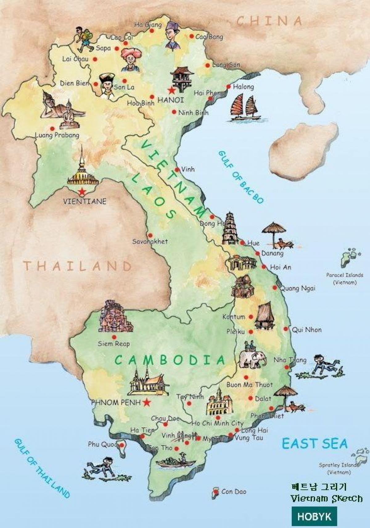 Лаос забележителности на картата