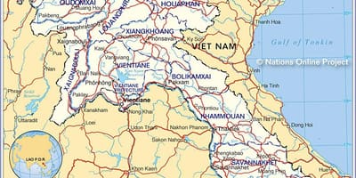 Карта на Лаос, така и на околните страни