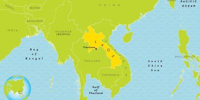 Местоположение на Лаос върху картата на света