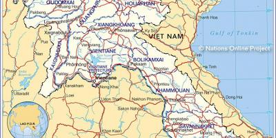 Карта на Лаос, така и на околните страни